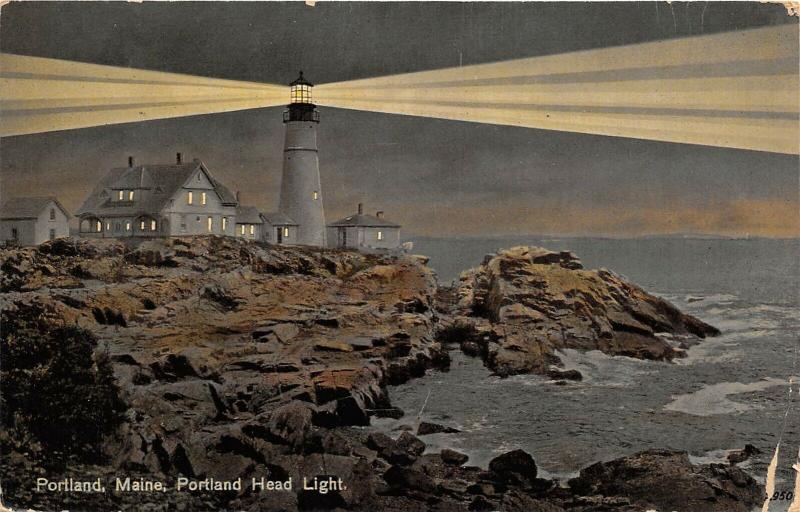 Portland Maine c1910 Postcard Portland Head Light Lighthouse