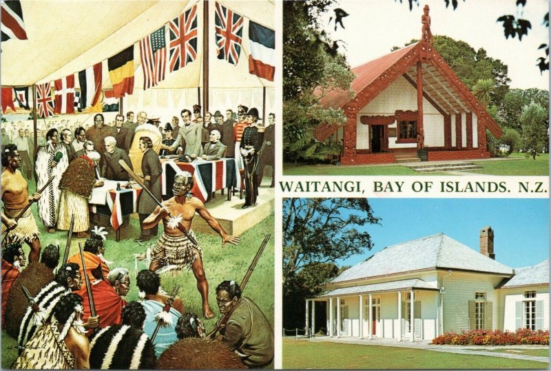 postcard New Zealand - Waitangi - Bay of Islands - multiview