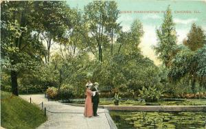 Chicago Illinois Washington Park Scene C-1910 Postcard Knox 2743