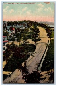 1912 Road Scene, Western Prominade Portland Maine ME Antique Posted Postcard 