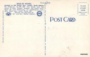 Mile Hi Motel CUSTER SOUTH DAKOTA Tichnor postcard 16-158