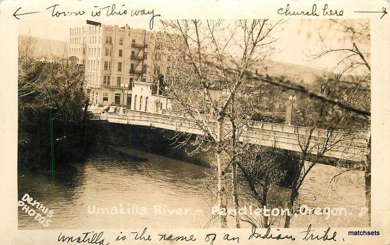 1939 Pendleton Oregon Umatilla River Dennis RPPC Real photo postcard 11875