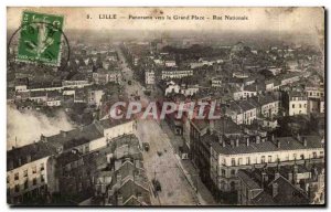 Old Postcard Panorama to Lille Grand Place National Street