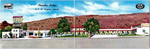 Double Postcard KINGMAN, Arizona AZ  Route 66 ARCADIA LODGE c1950s Cars Roadside