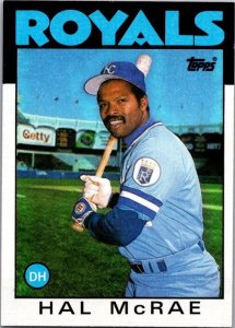 1986 Topps Baseball Card Hal McRae Kansas City Royals sk2620