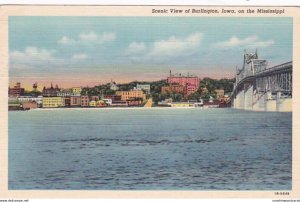 Iowa Burlington Waterfront View 1954 Curteich