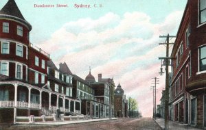 Vintage Postcard Dorchester Street & Buildings Sydney Nova Scotia Canada