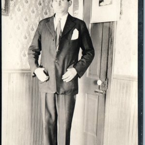 c1910s Handsome Young Man RPPC House Inside Victorian Wallpaper Pictures PC A212