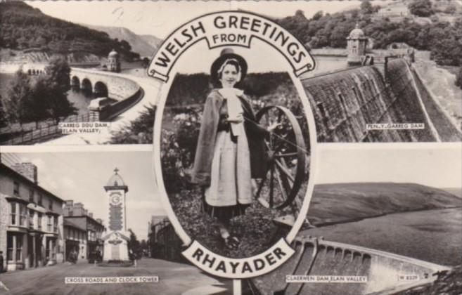 Wales Welsh Greeting From Rhayader Multi View 1963 Real Photo
