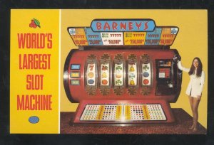 WORLD'S LARGEST SLOT MACHINE BARNEY'S CASINO LAKE TAHOE CAL VINTAGE POSTCARD