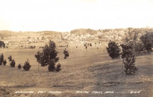 Crystal Falls Michigan~Municipal Golf Course Panorama~Homes~Farms~1930s RPPC