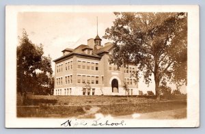 J92/ Shell Rock Iowa RPPC Postcard c1910 High School Building 422