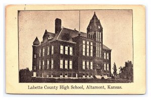 Postcard Labette County High School Altamont Kansas c1907