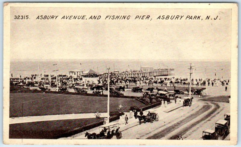 ASBURY PARK, New Jersey NJ    ASBURY AVENUE Fishing Pier  c1910s  Postcard