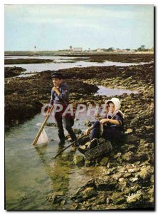 Old Postcard On the Cote de Lumiere Ile d'Oleron Oleron Young Fishermen