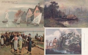 Fishing Boat Oilettes 4x Antique Tucks Postcard s inc Competition Prize etc