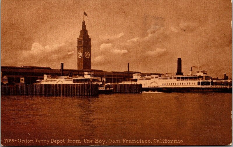 Vtg San Francisco California CA Union Ferry Depot from the Bay 1910s Postcard