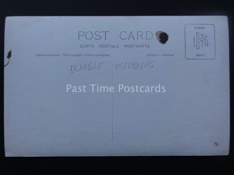 DOUBLE WEDDING Group Portrait BRIDES & GROOMS (50) Old RP Postcard