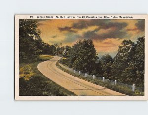 Postcard Sunset Scene, North Carolina Highway No. 20, North Carolina