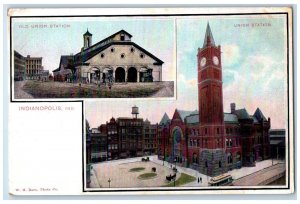 1905 Union Station Old & New Multi-View Indianapolis Indiana IN Antique Postcard