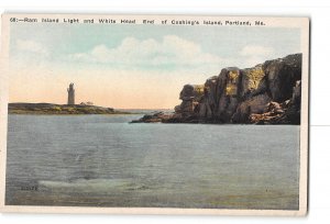 Portland Maine ME Postcard 1915-1930 Ram Island Light and White Head End Cushing