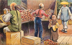 Tuck Postcard 6458 Chinese on a Californian Peach Farm Packing, Graham Hyde