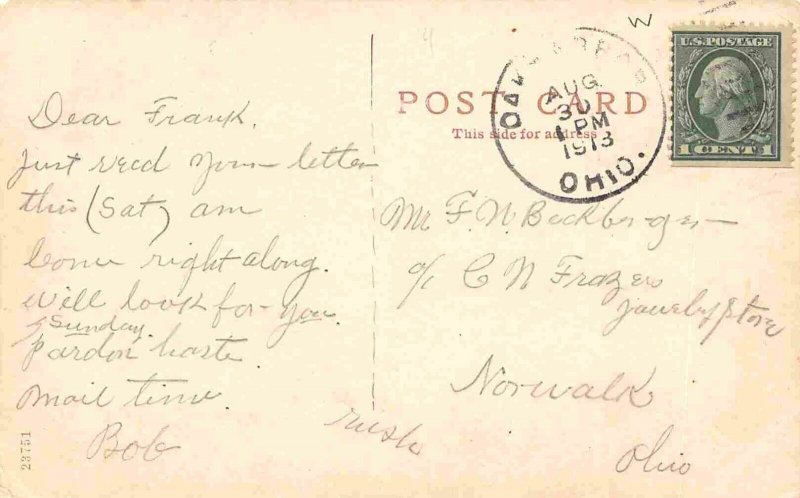 Public and High School Oak Harbor Ohio 1913 postcard