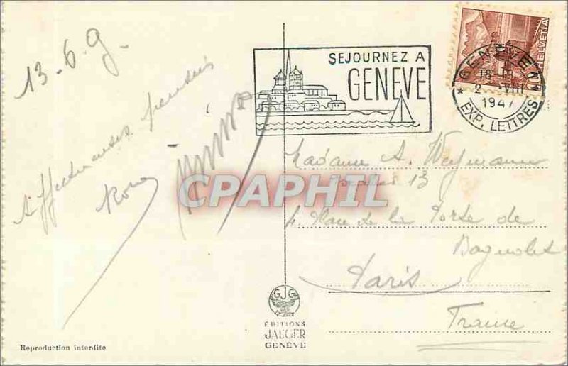 Modern Postcard Geneva Quai du Mont Blanc and City View Boat