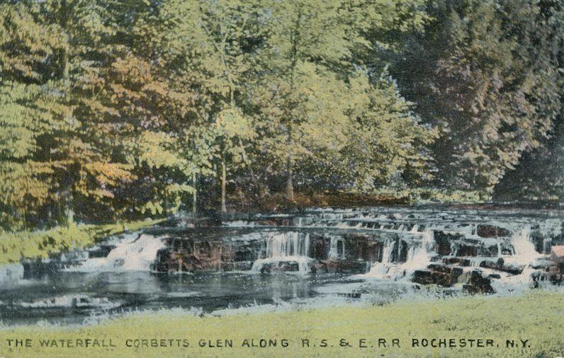 Waterfall on Allens Creek in Corbetts Glen Rochester New York near RS&E RR - DB