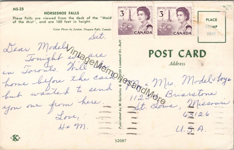 Horseshoe Falls Canada Postcard PC214