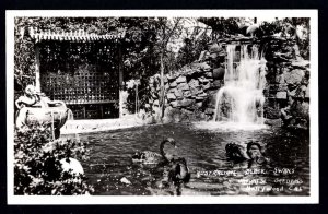 California HOLLWOOD Japanese Gardens Australian Black Swans EKKP stamp box RPPC