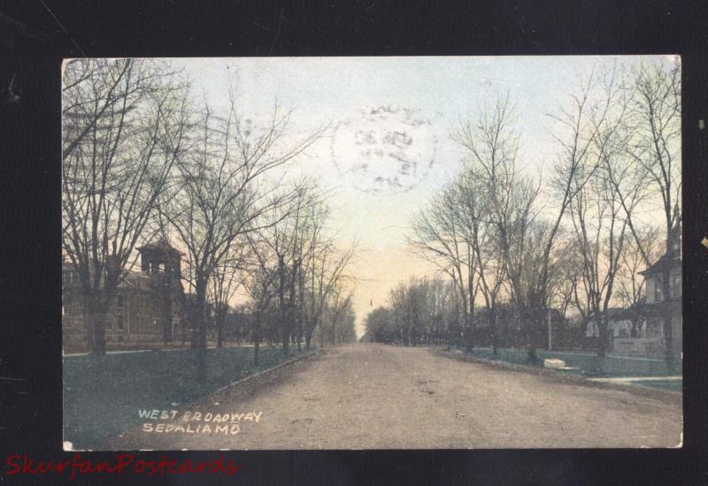 SEDALIA MISSOURI WEST BROADWAY RESIDENCE STREET SCENE VINTAGE POSTCARD MO.