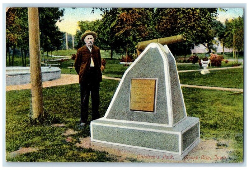 c1910's View Of Children's Park Cannon Sioux City Iowa IA Antique Postcard