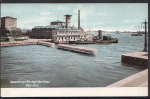 America Postcard - Aquarium and Fire Boat New Yorker, New York   DR745