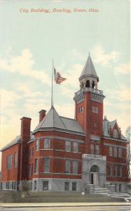 Bowling Green Ohio~City Building~Flag on Roof~Arched Doorway~c1910 Postcard