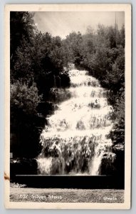 Silver Stairs Waterfall Montana RPPC Glacier National Park Postcard Y28
