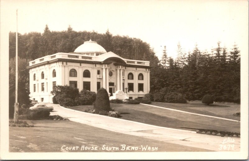 Real Photo Postcard Court House in South Bend, Washington