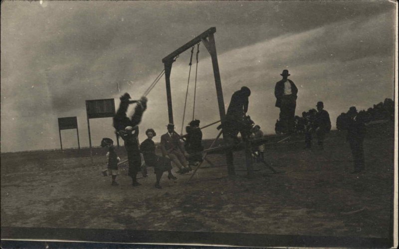 Playground People Playing c1910 Unidentified Real Photo Postcard