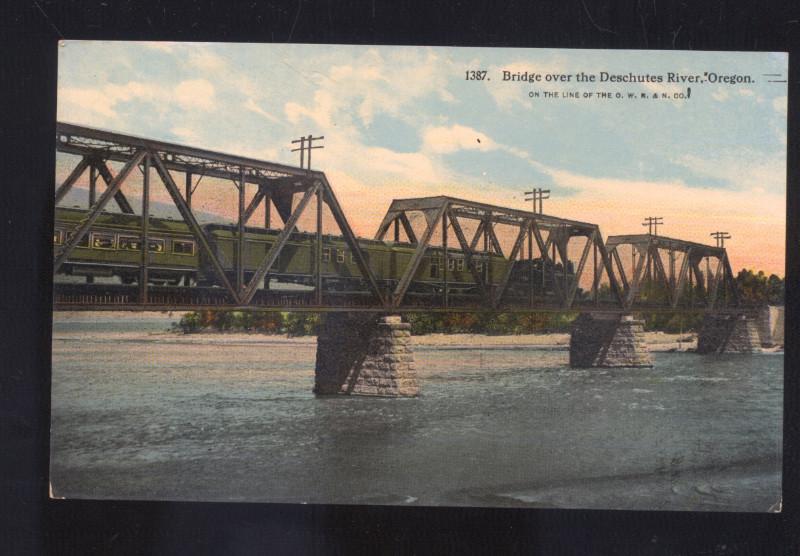 DESCHUTES RIVER OREGON BRIDGE RAILROAD TRAIN VINTAGE POSTCARD WESTERN RR