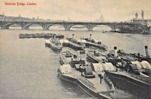 LONDON ENGLAND~WATERLOO BRIDGE & BOATS~PHOTO POSTCARD
