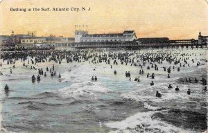 Surf Bathing Swimming Beach Atlantic City New Jersey 1910s postcard