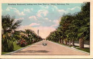 Texas Galveston Broadway Boulevard Looking West From Tremont Street