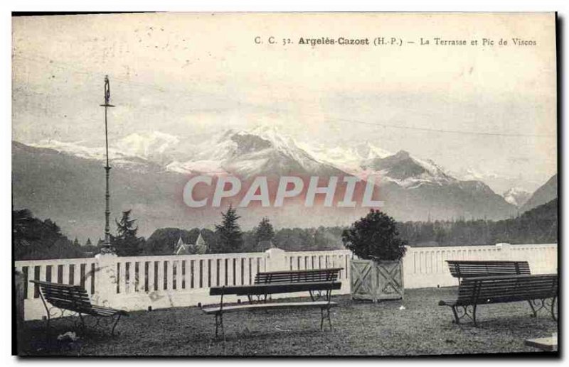 Old Postcard Argeles Gazost (H D) The Terrace and Pico Vicos