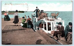 PASS-A-GRILLE, FL Florida Well Dressed Folks BOARDING BOAT at Pier 1909 Postcard