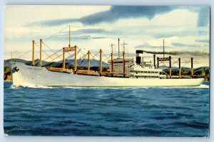 Japan Postcard S.S Japan Transport in Japanese Waters Sacred Mount Fuji c1950's