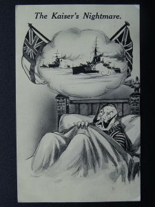 WW1 War Cartoons Series THE KAISER'S NIGHTMARE c1914 Postcard Bamforth 5004
