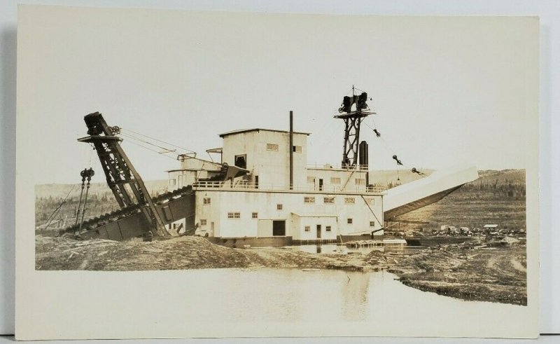 RPPC F.E. Co Gold Mining Dredge Fairbanks Alaska Real Photo Postcard O20