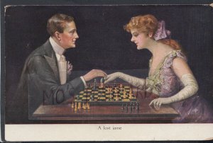 Couples Postcard - Chess Game / Board Game / Romance  RS17608