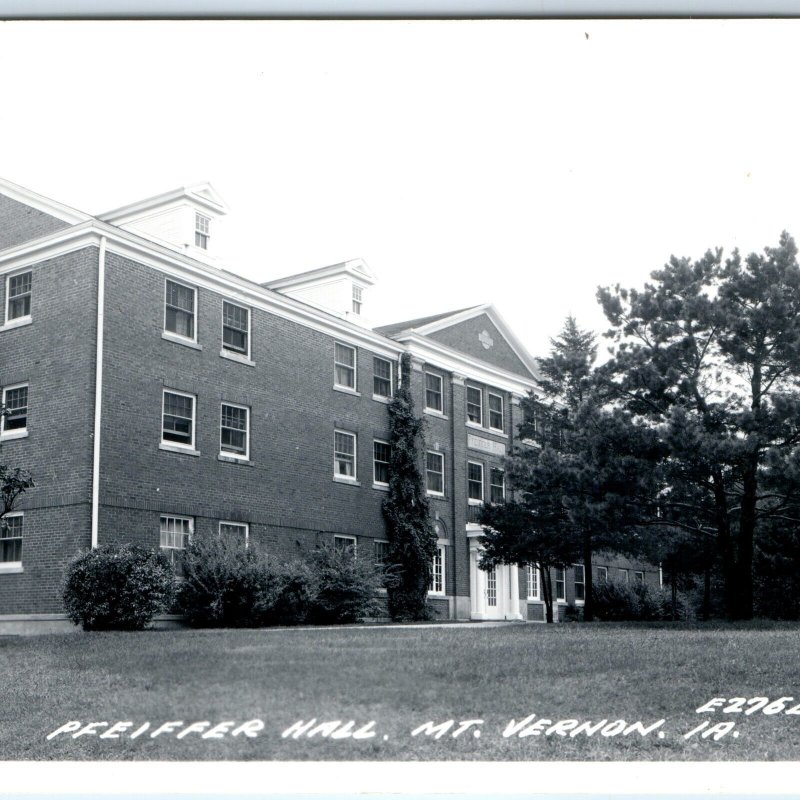 c1950s Mt. Vernon, IA RPPC Simpson College Pfeiffer Hall Building Photo PC A108