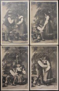 French Set of 4 PC's by PMM Le Puits Enchante ROMANCE THE WELL ENCHANTS c1903 RP